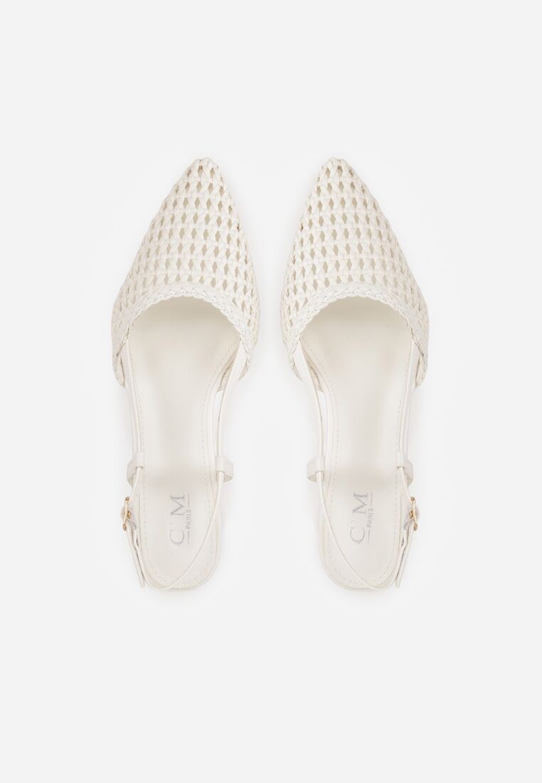 Białe Sandały Ozdobione Plecionką Melorah 6