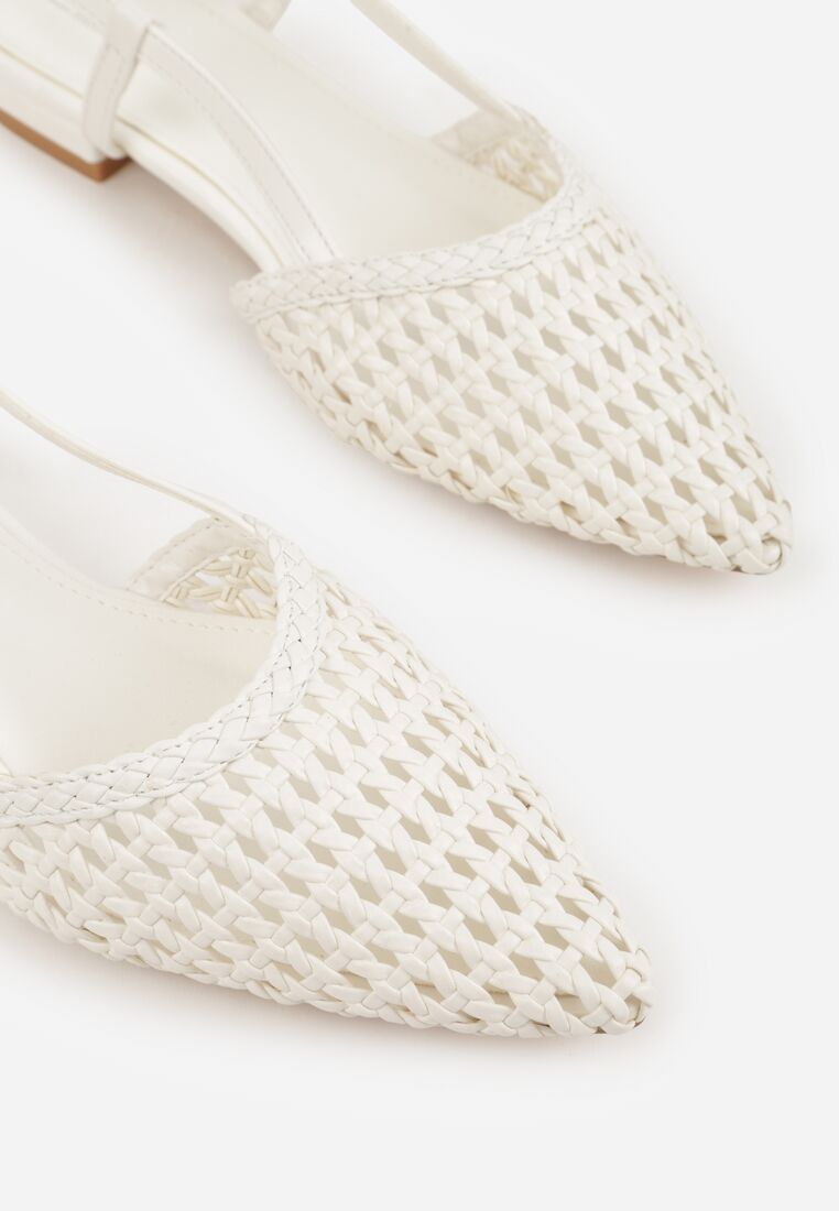 Białe Sandały Ozdobione Plecionką Melorah 8