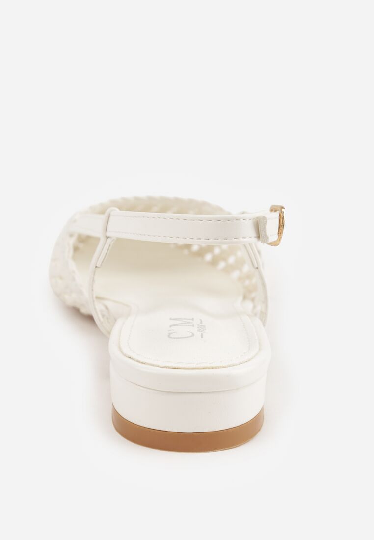 Białe Sandały Ozdobione Plecionką Melorah 9