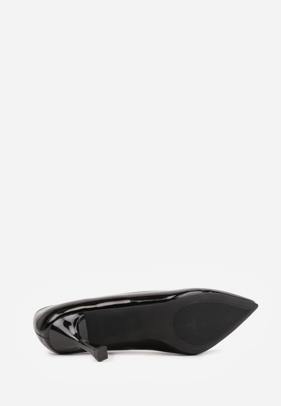 Czarne Lakierowane Czółenka na Szpilce z Ozdobą Aroanoire 7