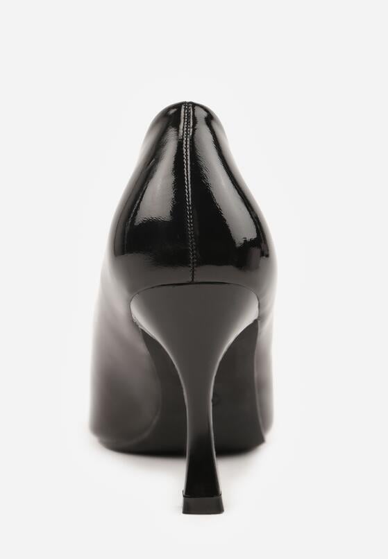 Czarne Lakierowane Czółenka na Szpilce z Ozdobą Aroanoire 9