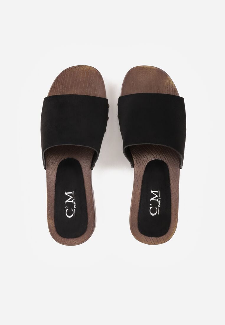 Czarne Klapki Ozdobione Nitami Jehlone 6