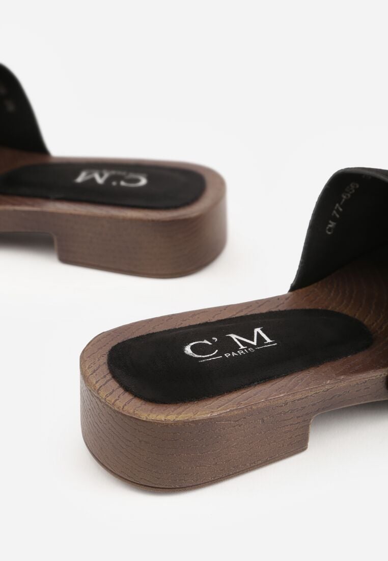 Czarne Klapki Ozdobione Nitami Jehlone 8