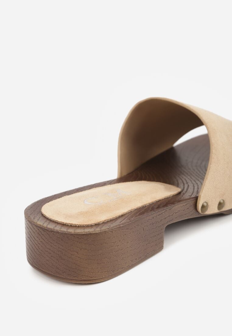 Beżowe Klapki Ozdobione Nitami Jehlone 9