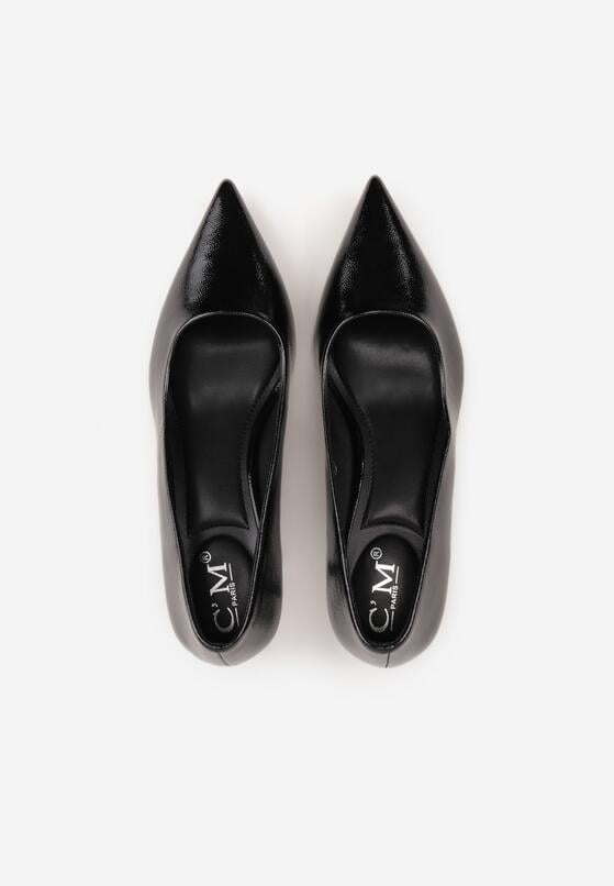 Czarne Czółenka na Obcasie Typu Kaczuszka Hollybloom 6