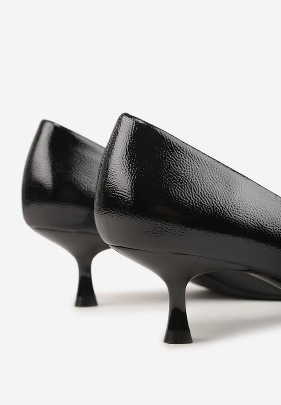 Czarne Czółenka na Obcasie Typu Kaczuszka Hollybloom 9