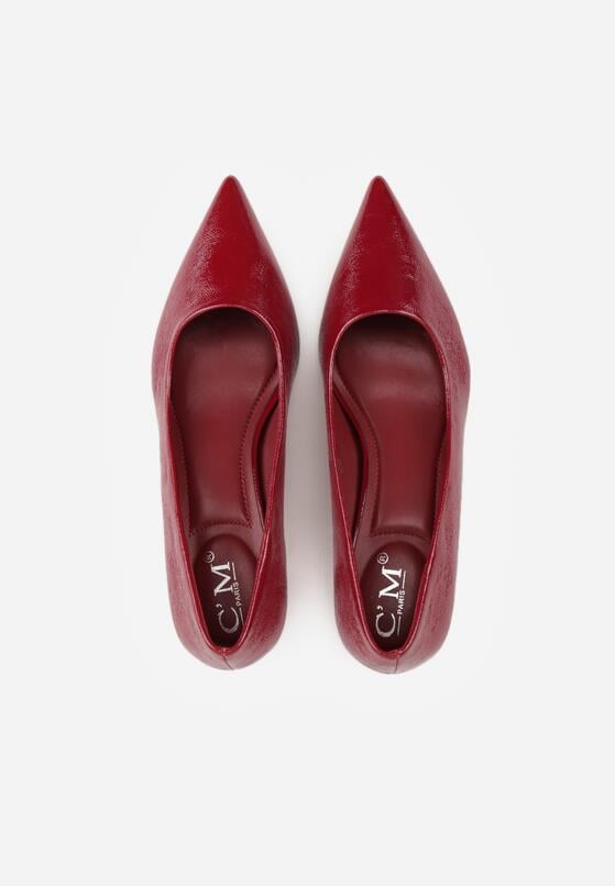 Bordowe Czółenka na Obcasie Typu Kaczuszka Hollybloom 6