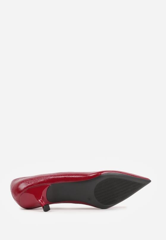 Bordowe Czółenka na Obcasie Typu Kaczuszka Hollybloom 7