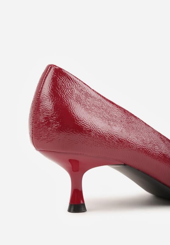 Bordowe Czółenka na Obcasie Typu Kaczuszka Hollybloom 8