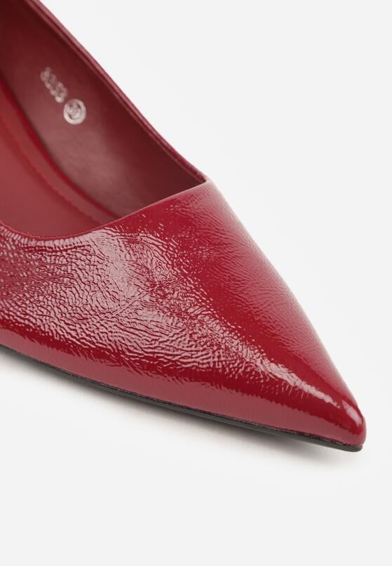 Bordowe Czółenka na Obcasie Typu Kaczuszka Hollybloom 9