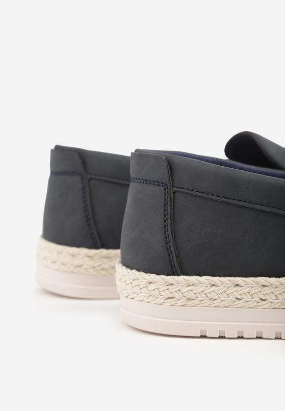 Granatowe Półbuty Typu Mokasyny Ozdobione Plecionką Thalalin 6