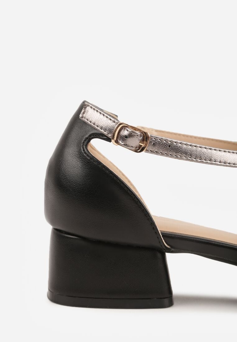 Czarne Czółenka na Obacasie z Wycięciami i Metalicznymi Paskami Prosilis 9