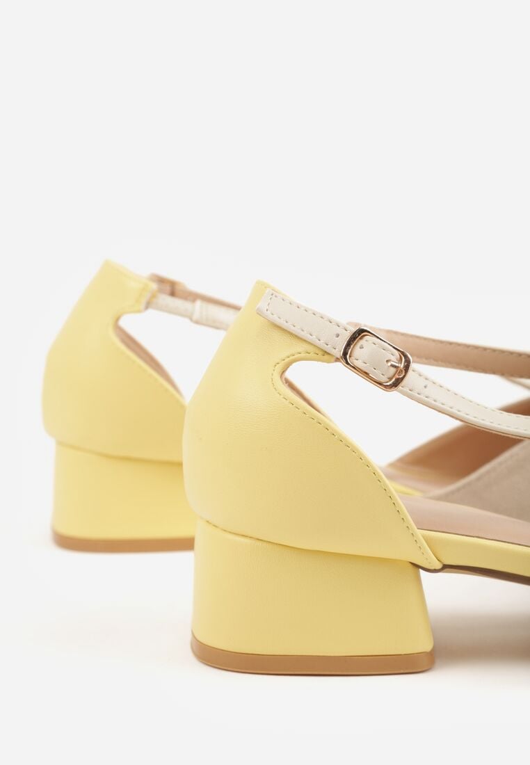 Żółte Czółenka na Obacasie z Wycięciami i Metalicznymi Paskami Prosilis 9