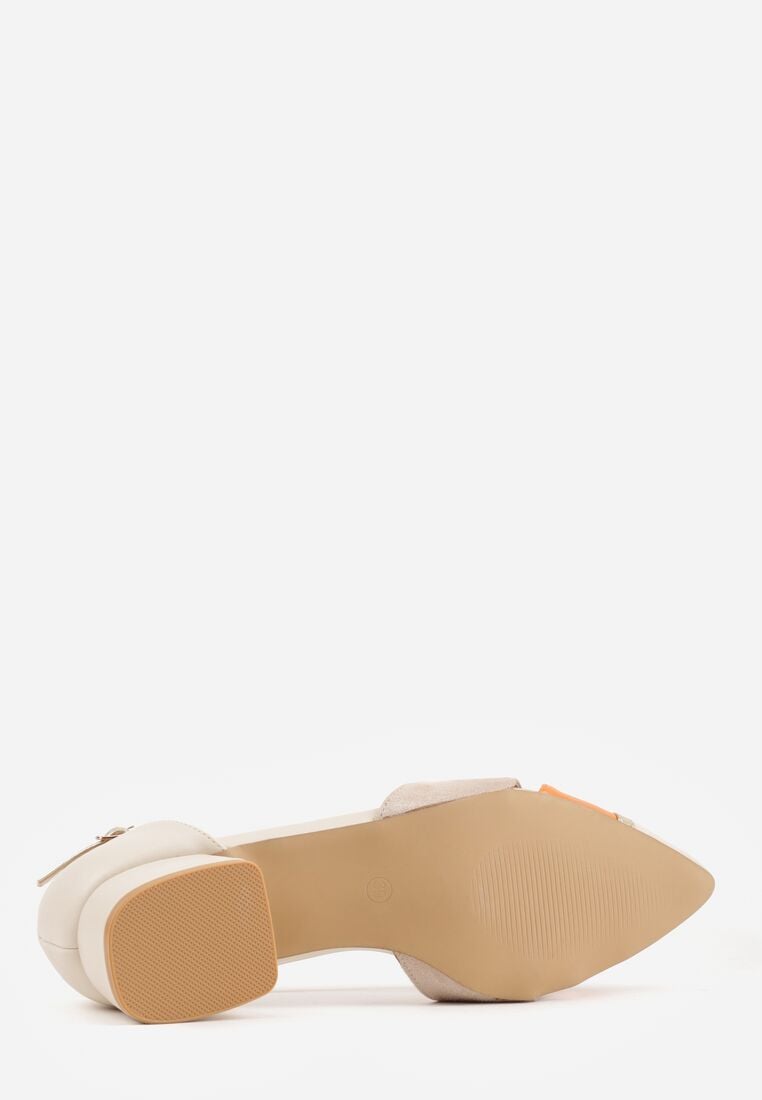 Beżowe Czółenka na Obacasie z Wycięciami i Metalicznymi Paskami Prosilis 7