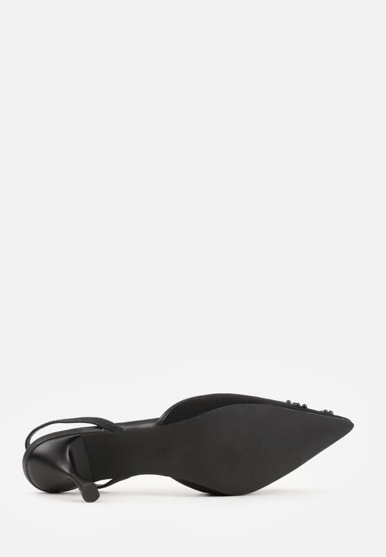 Czarne Sandały na Szpilce Ozdobione Koralikami i Haftem Iphorise 7