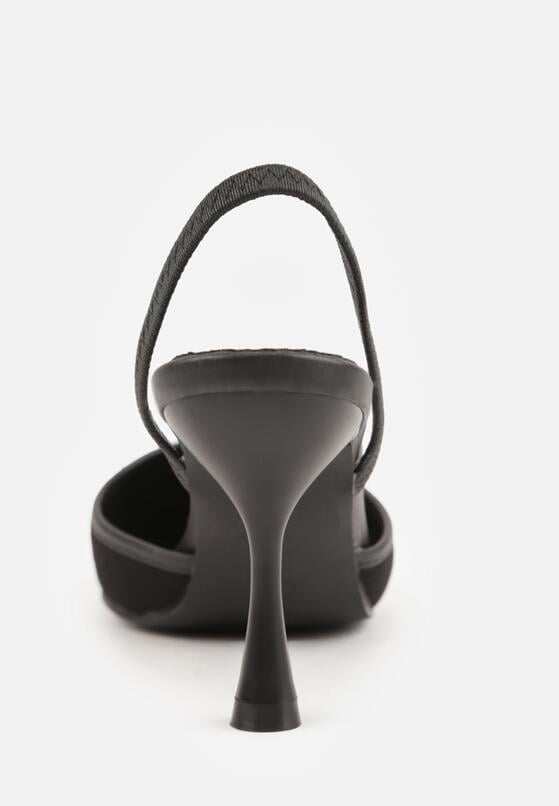 Czarne Sandały na Szpilce Ozdobione Koralikami i Haftem Iphorise 9