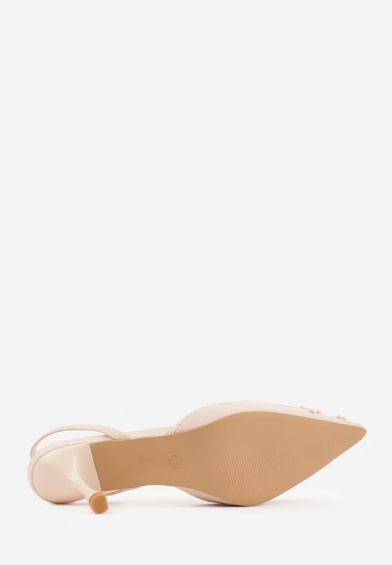 Beżowe Sandały na Szpilce Ozdobione Koralikami i Haftem Iphorise 7