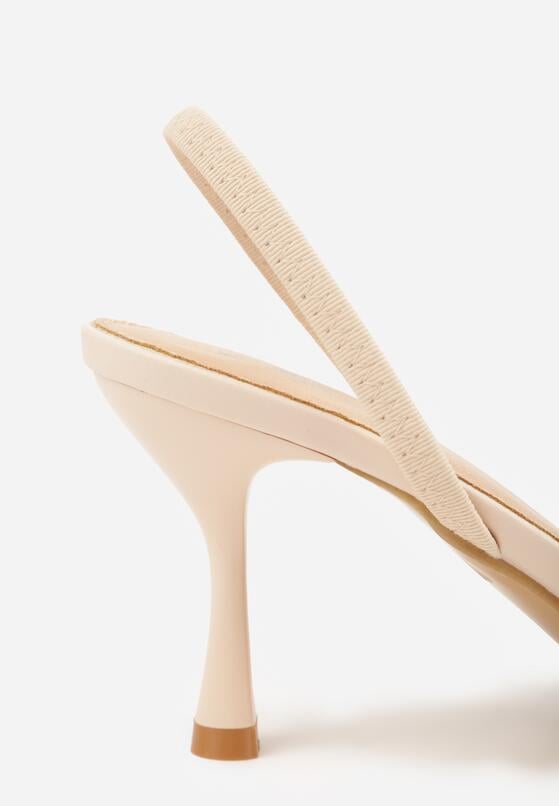 Beżowe Sandały na Szpilce Ozdobione Koralikami i Haftem Iphorise 9