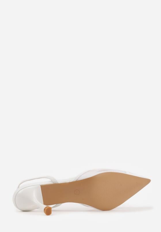 Białe Sandały na Szpilce z Koronką Caskstar 7