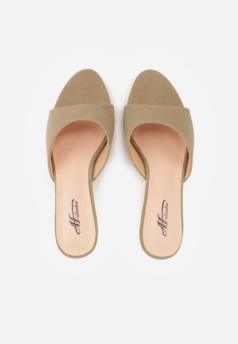 Ciemnobeżowe Klapki na Kaczuszce z Otwartym Noskiem Xenlyn 6