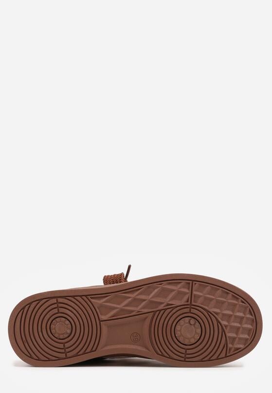 Brązowo-Białe Sneakersy z Ozdobnymi Naszywkami z Boku Galdexis 7