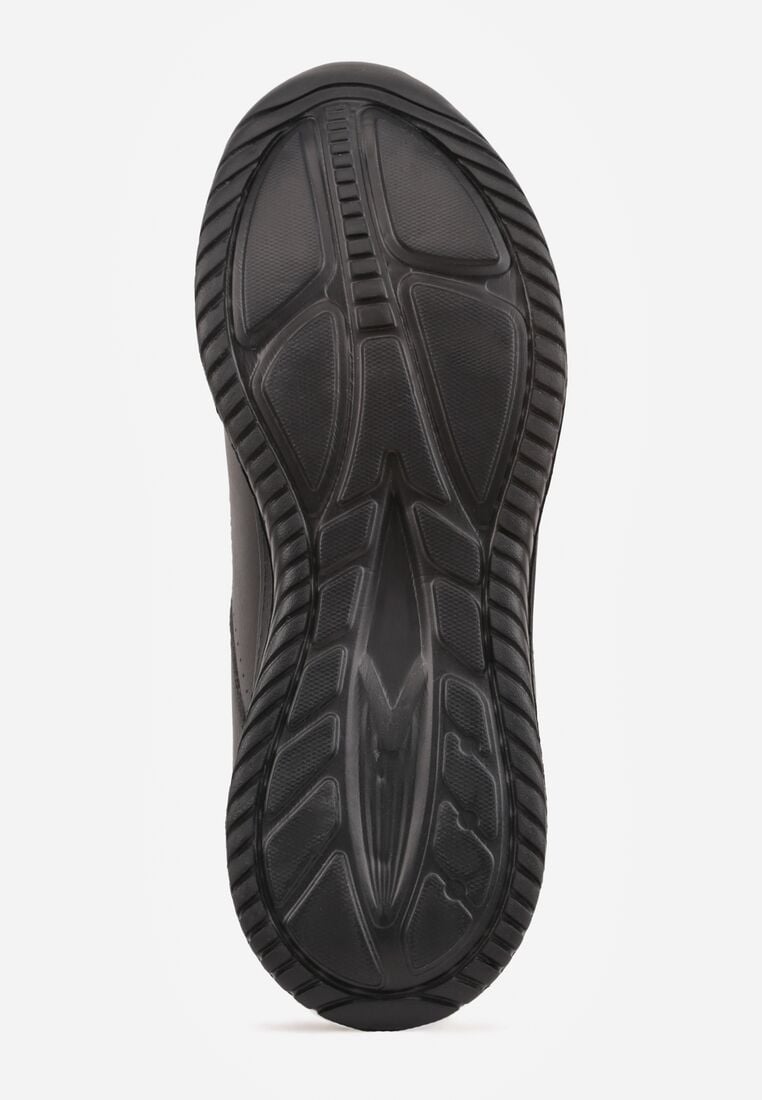 Czarne Sznurowane Buty Sportowe z Cholewką przed Kostkę z Przeszyciami Tereditee 7