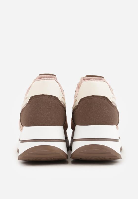 Różowe Sneakersy na Grubej Podeszwie z Perforacją i Tweedowymi Wstawkami Idaphyphe 9