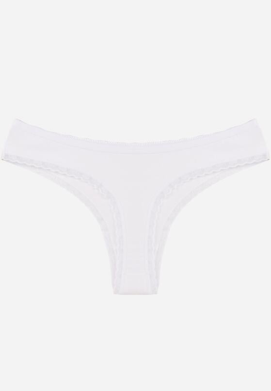 Białe Majtki z Bawełną Typu Stringi Ozdobione Koronką Cirilise 2