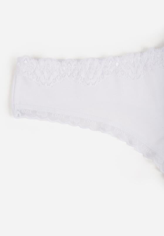 Białe Majtki z Bawełną Typu Stringi Ozdobione Koronką Cirilise 3