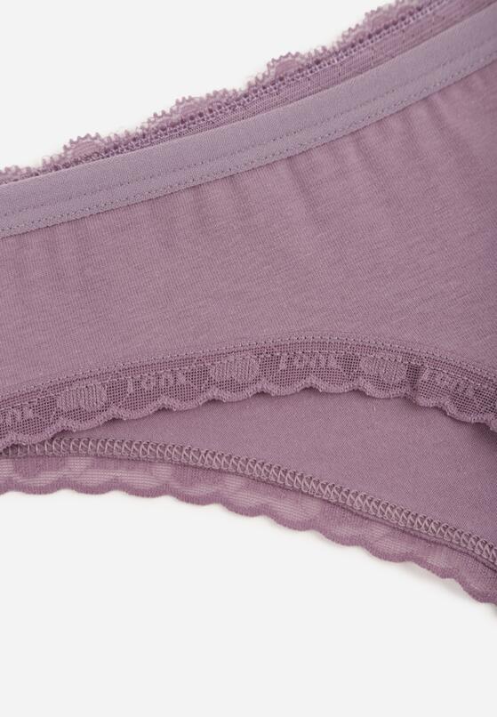 Fioletowe Majtki z Bawełną Typu Stringi Ozdobione Koronką Cirilise 3