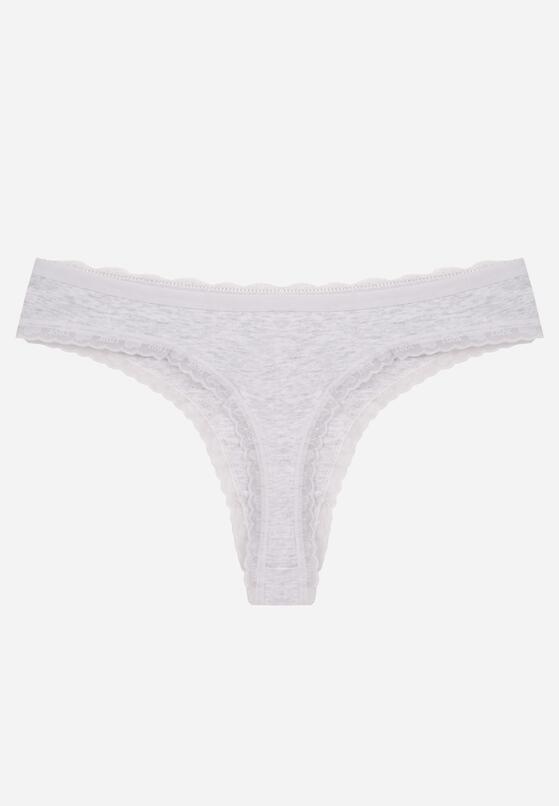 Szare Majtki z Bawełną Typu Stringi Ozdobione Koronką Cirilise 2