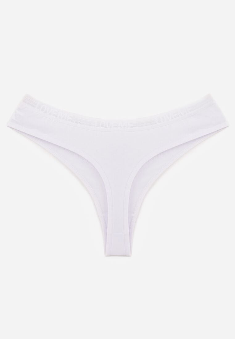 Białe Majtki Stringi z Bawełną Ozdobione Koronką Thelanthe 2
