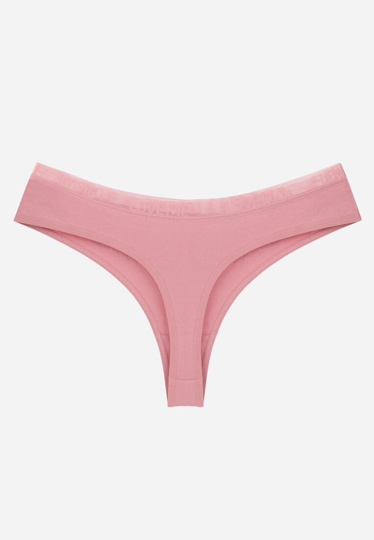 Różowe Majtki Stringi z Bawełną Ozdobione Koronką Thelanthe 2
