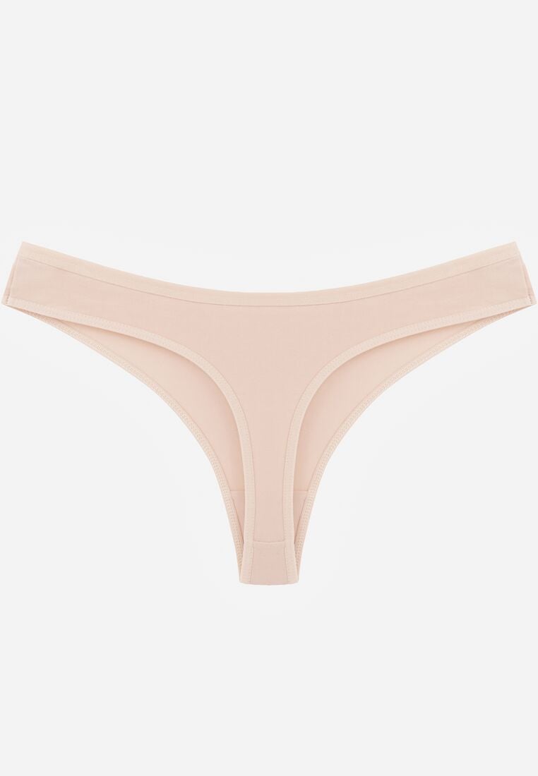 Beżowe Majtki Typu Stringi z Bawełną Asoia 2