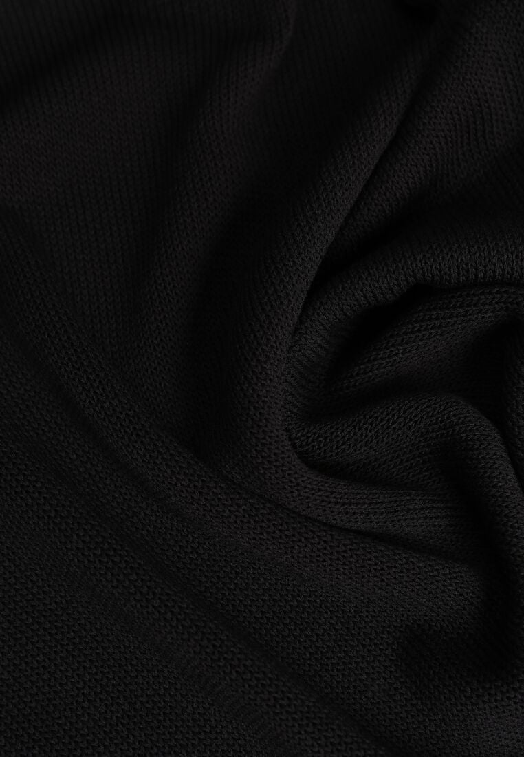 Czarna Dzianinowa Bluzka z Wiskozy Bez Rękawów z Biżuteryjną Aplikacją Orinera 8