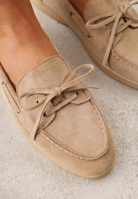 Ciemnobeżowe Mokasyny Ozdobione Wiązaniem Fyrelerris 3