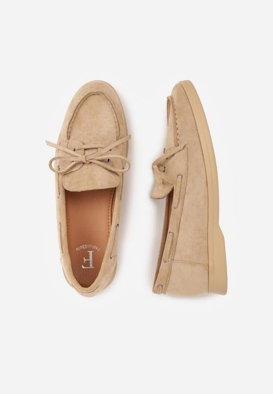 Ciemnobeżowe Mokasyny Ozdobione Wiązaniem Fyrelerris 6