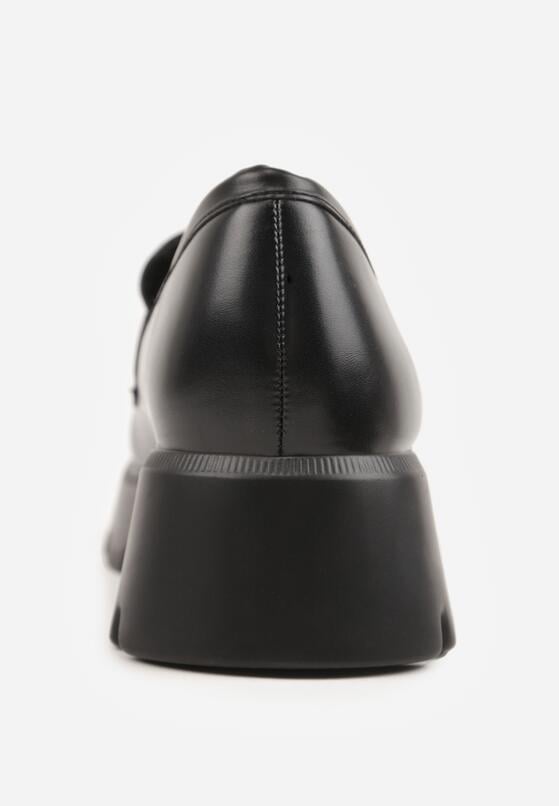 Czarne Mokasyny na Grubej Tłoczonej Podeszwie Dorikharei 9