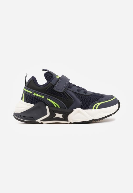 Granatowe Buty Sportowe Sneakersy z Geometrycznym Motywem Hythia 1