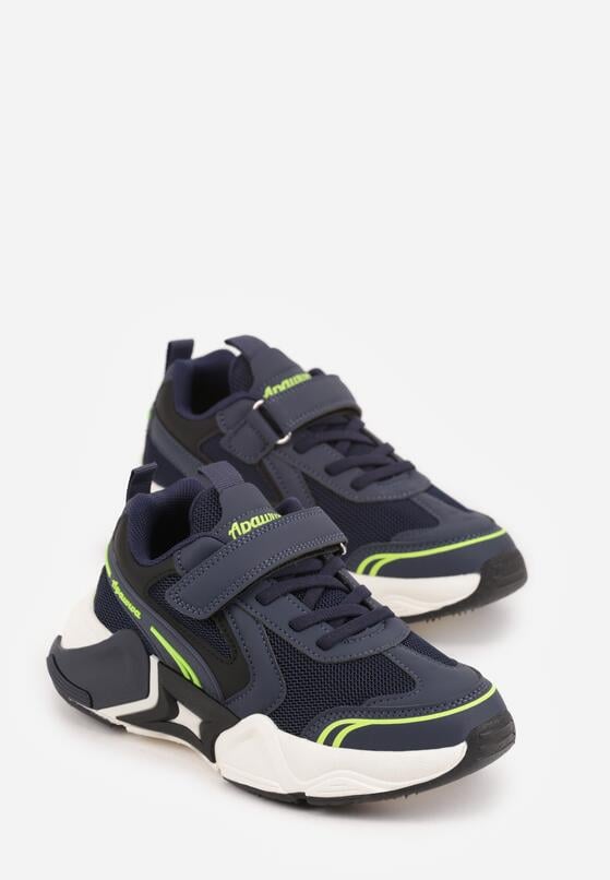 Granatowe Buty Sportowe Sneakersy z Geometrycznym Motywem Hythia 2