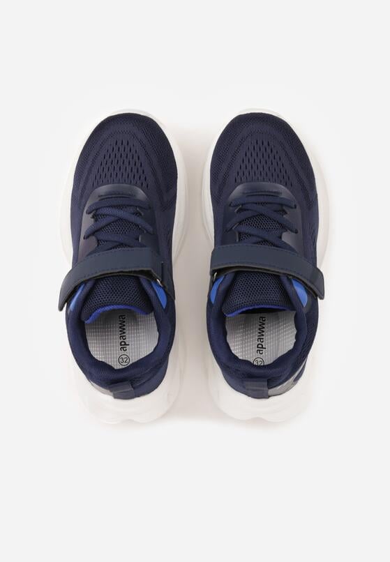 Granatowe Buty Sportowe Sneakersy na Grubej Podeszwie z Tłoczeniem Hyrene 3