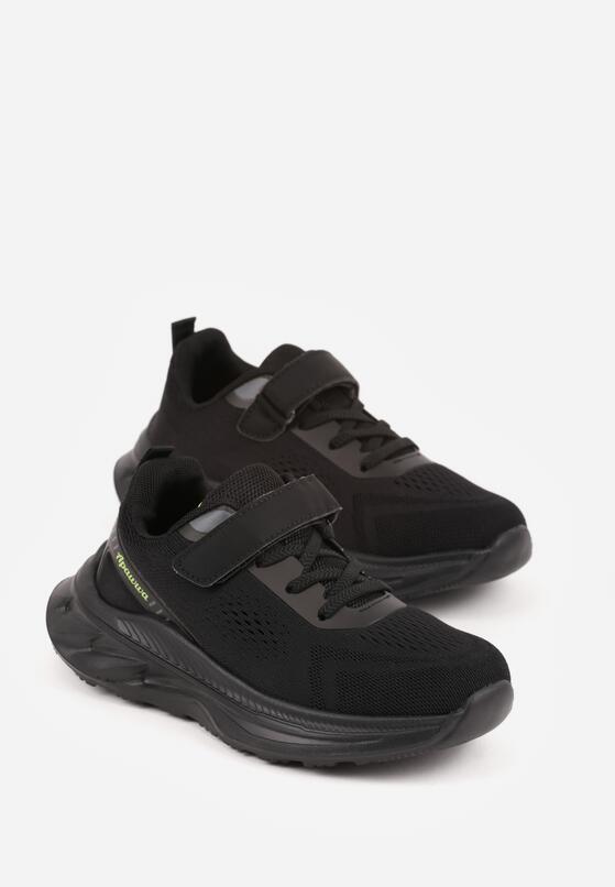 Czarne Buty Sportowe Sneakersy na Grubej Podeszwie z Tłoczeniem Hyrene 2