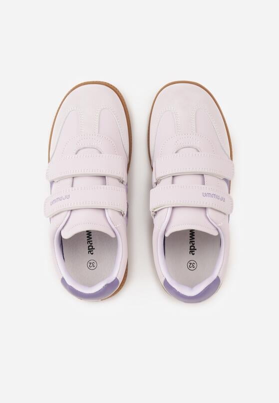 Fioletowe Buty Sportowe Sneakersy ze Skórzaną Wkładką i Ozdobnymi Paskami  Menilane 3