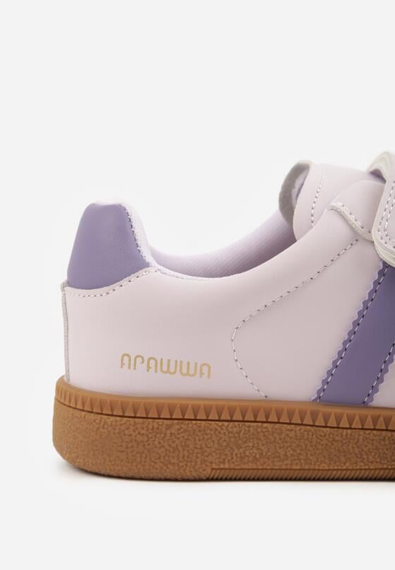 Fioletowe Buty Sportowe Sneakersy ze Skórzaną Wkładką i Ozdobnymi Paskami  Menilane 6