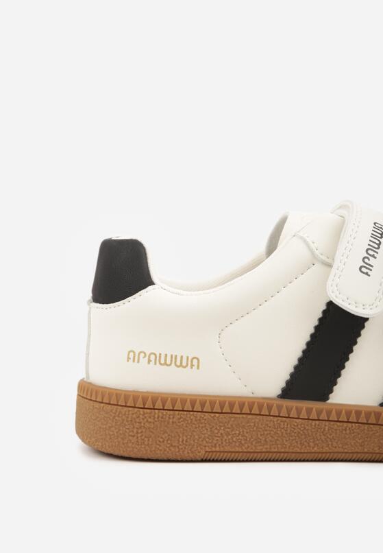 Beżowe Buty Sportowe Sneakersy ze Skórzaną Wkładką i Ozdobnymi Paskami  Menilane 6