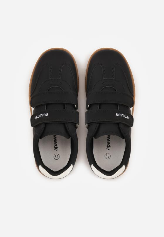 Czarne Buty Sportowe Sneakersy ze Skórzaną Wkładką i Ozdobnymi Paskami  Menilane 3