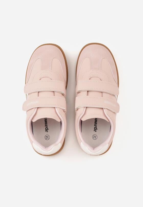 Różowe Buty Sportowe Sneakersy ze Skórzaną Wkładką i Ozdobnymi Paskami  Menilane 3