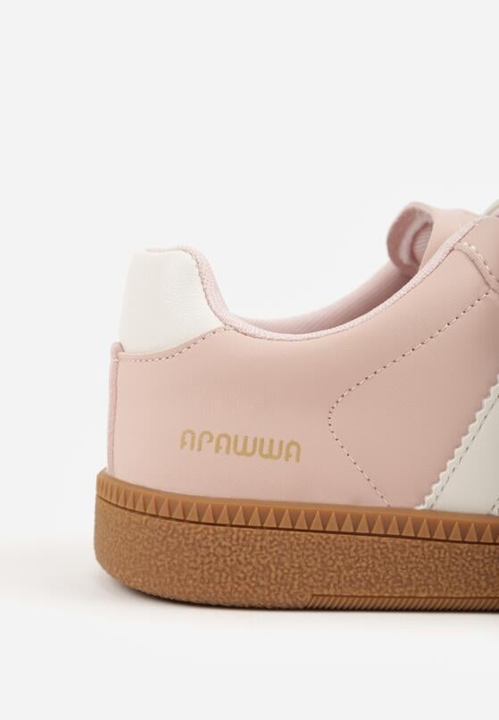 Różowe Buty Sportowe Sneakersy ze Skórzaną Wkładką i Ozdobnymi Paskami  Menilane 5