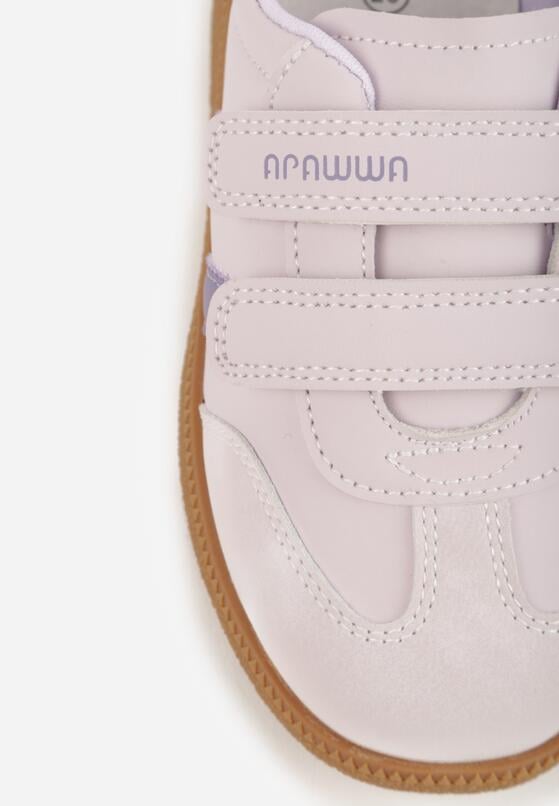 Fioletowe Buty Sportowe Sneakersy ze Skórzaną Wkładką Napisami i Paskami Nemoreli 6