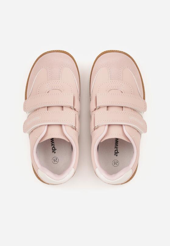 Różowe Buty Sportowe Sneakersy ze Skórzaną Wkładką Napisami i Paskami Nemoreli 3